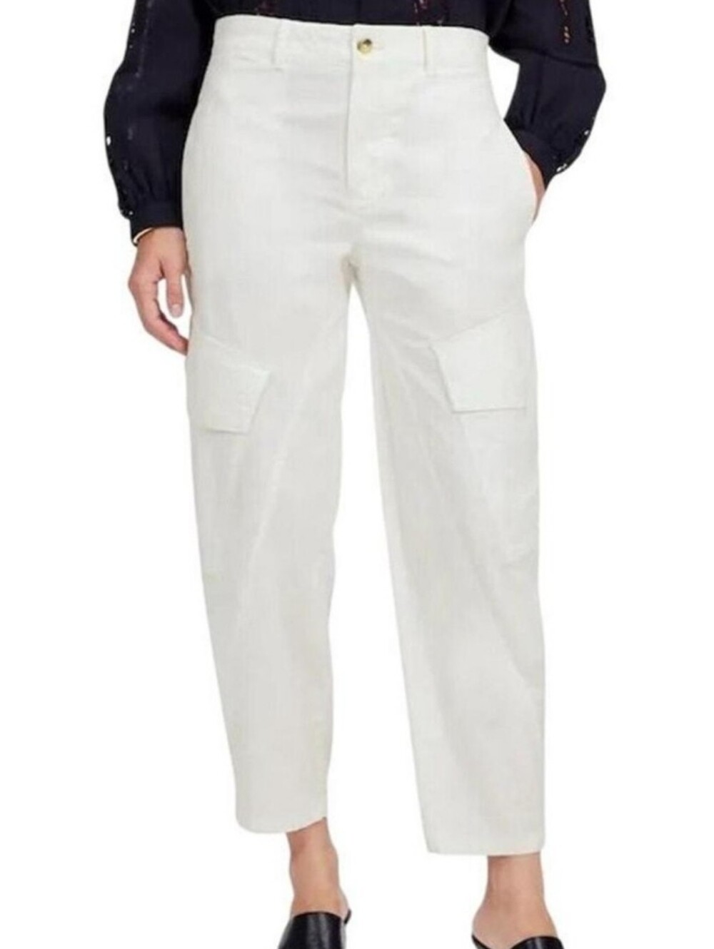 Madewell Seamed Utility Barrel-Leg Pants White NWT Size 6